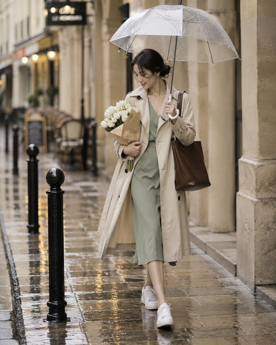 韩国女性雨天街拍