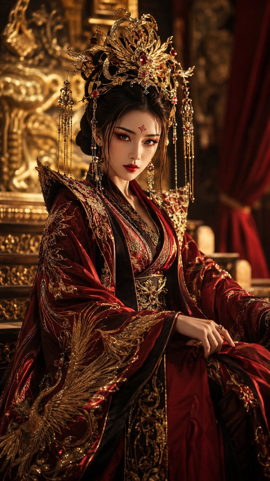 唐风仙侠大女主:凤凰金殿绛红明艳