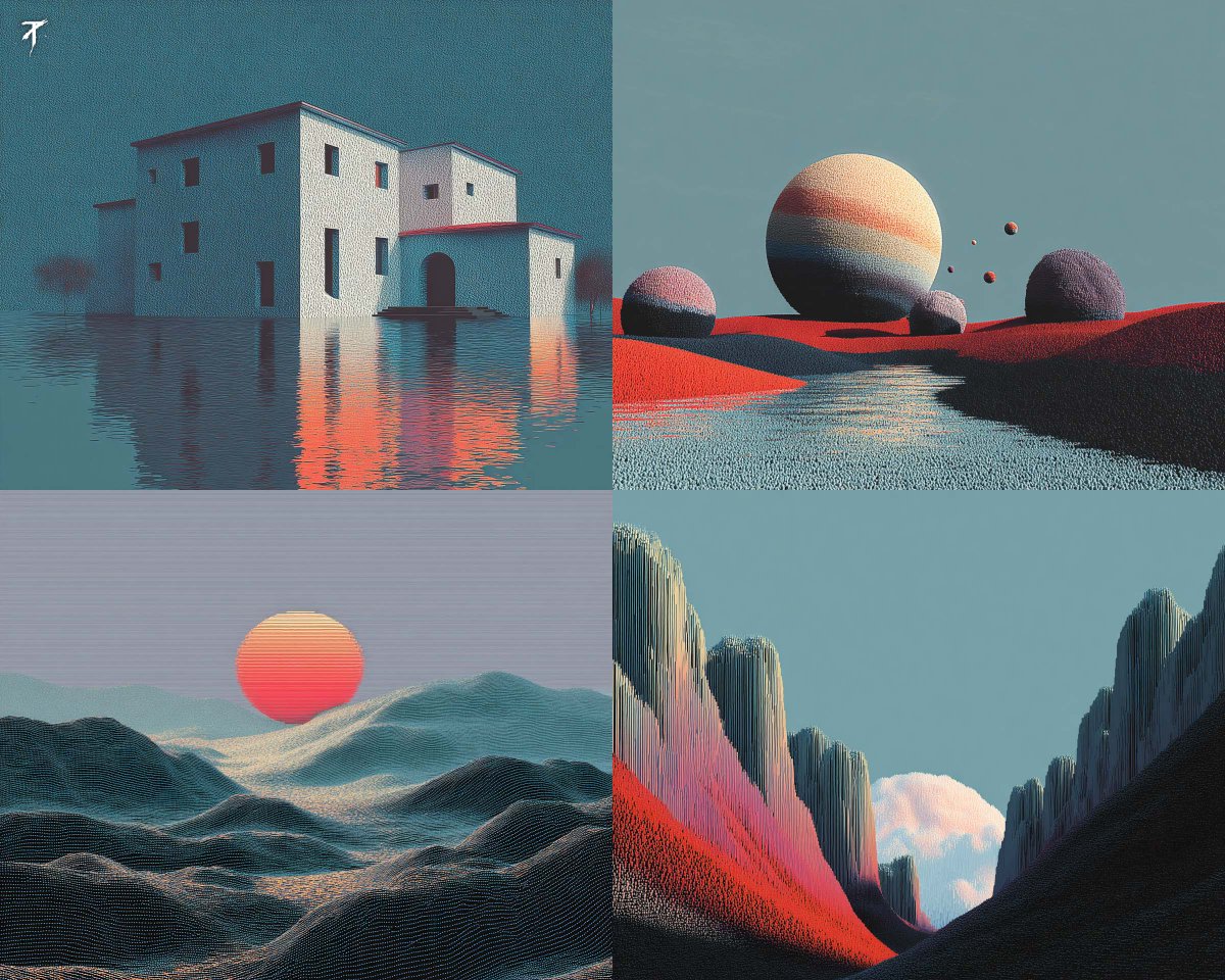 极简超现实青绿3D
