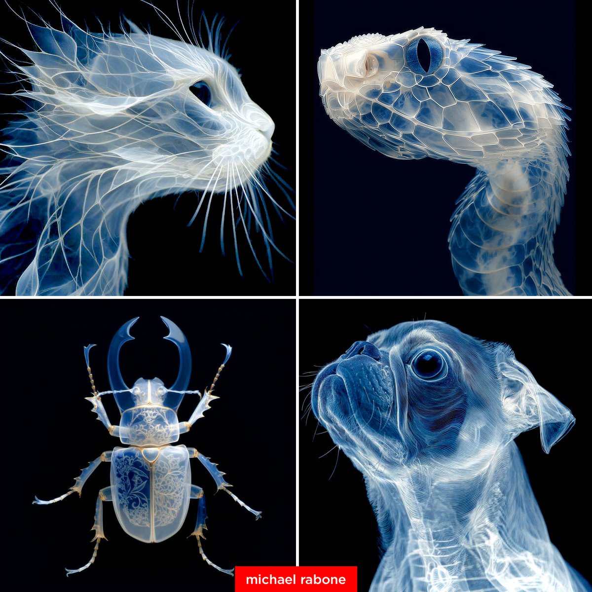 X 光生物发光透明巴哥犬