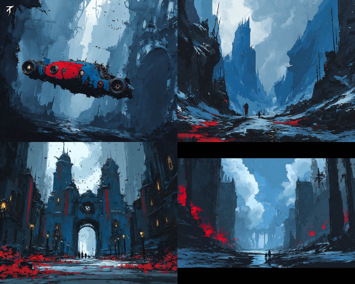 This SREF delivers a raw sci fi painting... 提示词