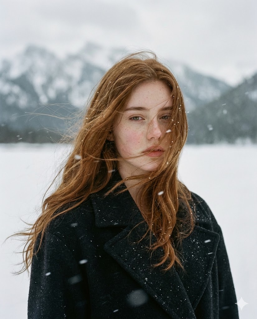 A poetic cinematic 肖像 of a young w...
