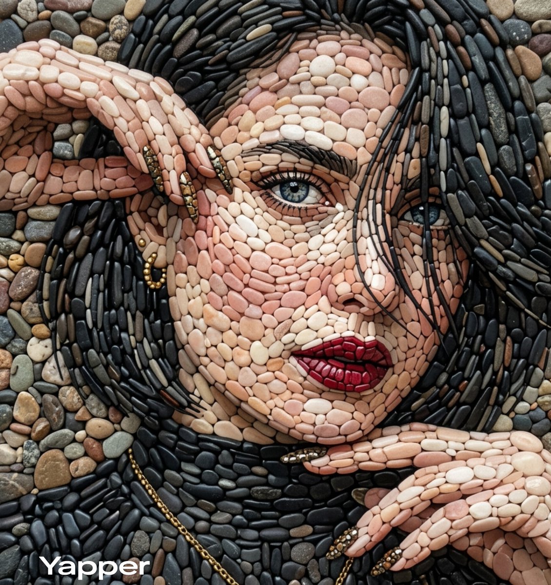 A highly detailed pebble mosaic 肖像...