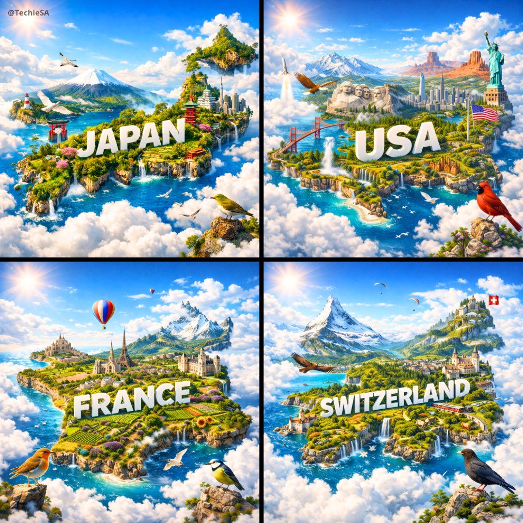 云端漂浮的国家微缩岛屿