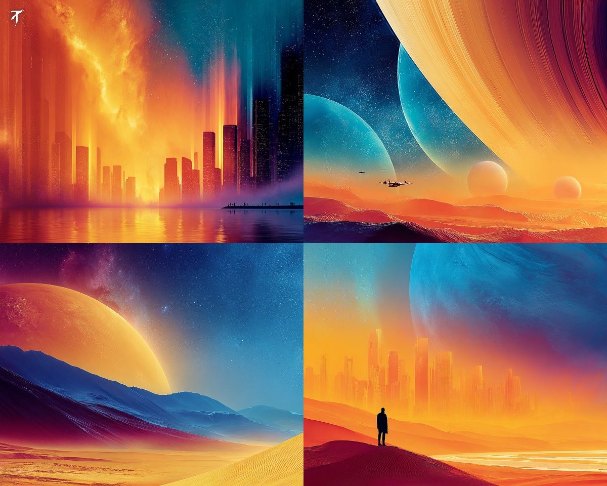 发光城市的科幻星球景观