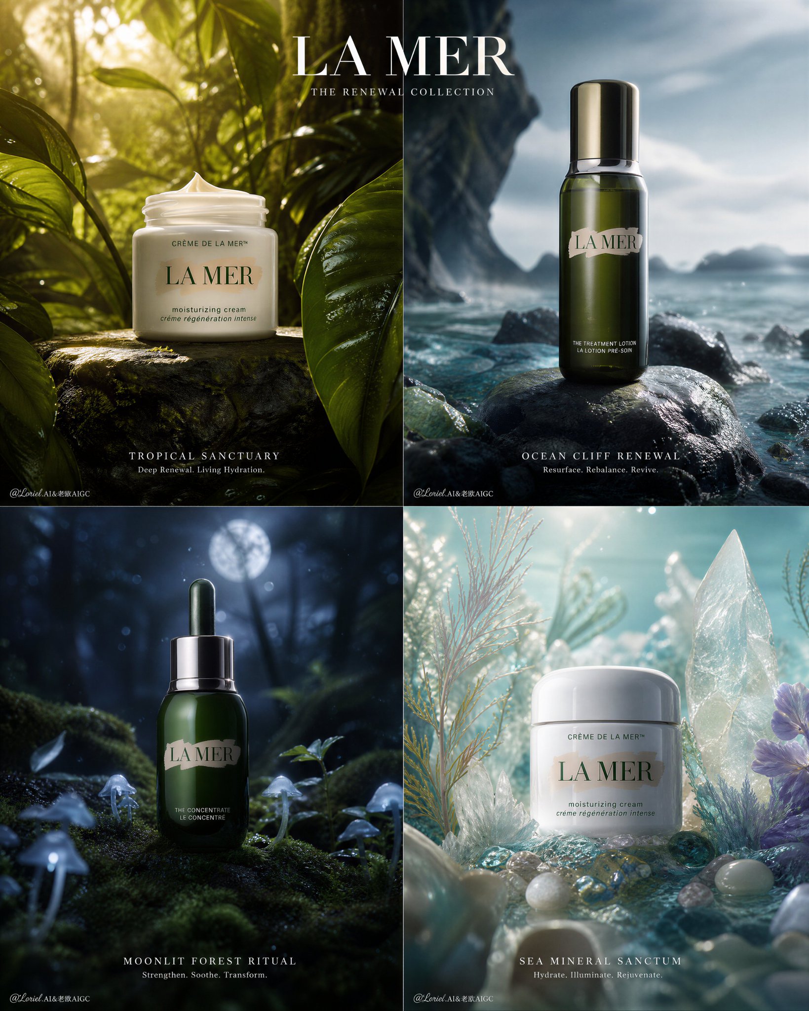 La Mer 四格自然场景护肤海报