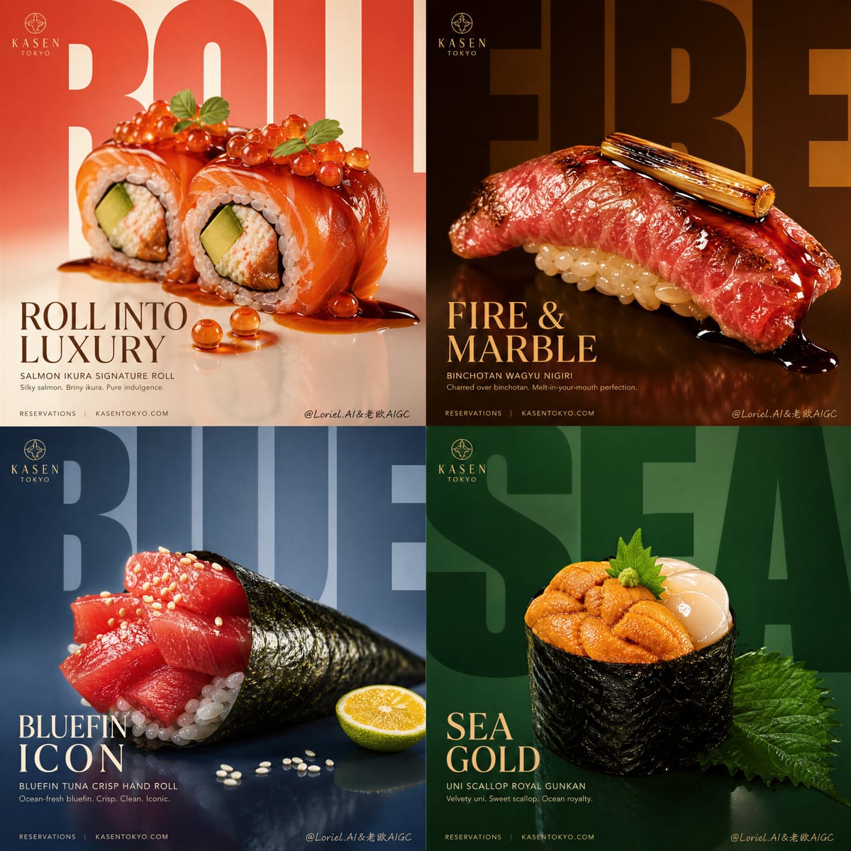 高端西餐海报：巨型字体与珠宝级食物质感