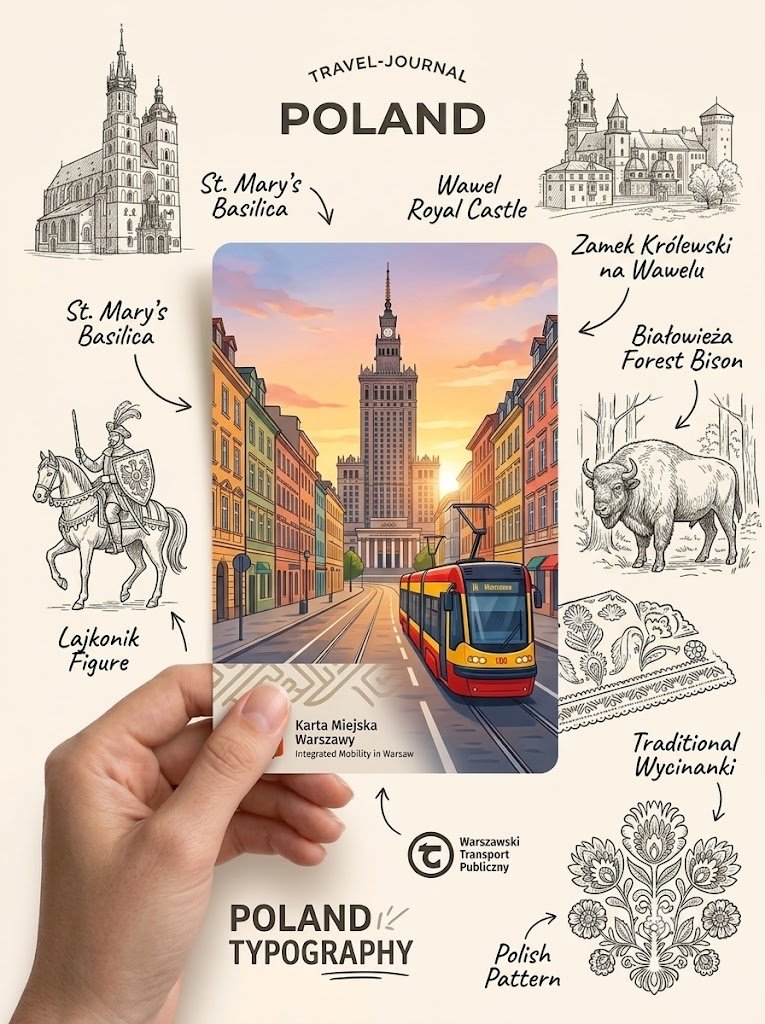波兰与美国旅行手账拼贴