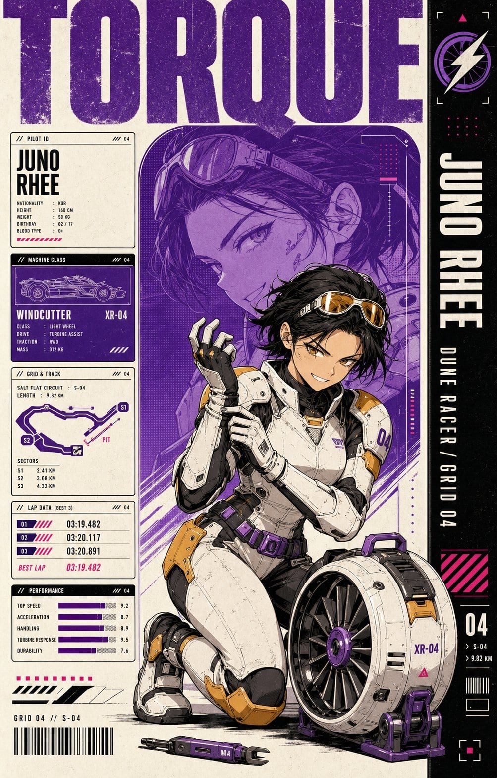 漫画角色档案：紫色调人物设定图