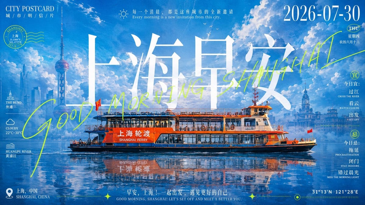 旅行叙事感海报：城市早安视觉