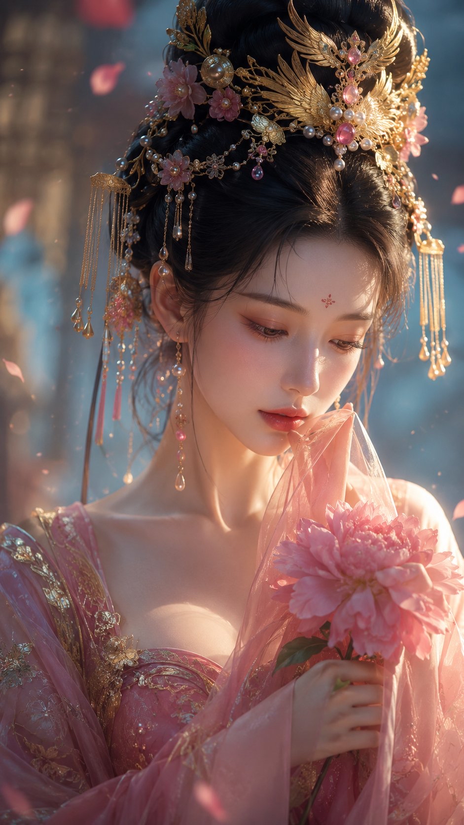 唐风凤冠CG人像:胭脂粉与鎏金的盛唐旧梦