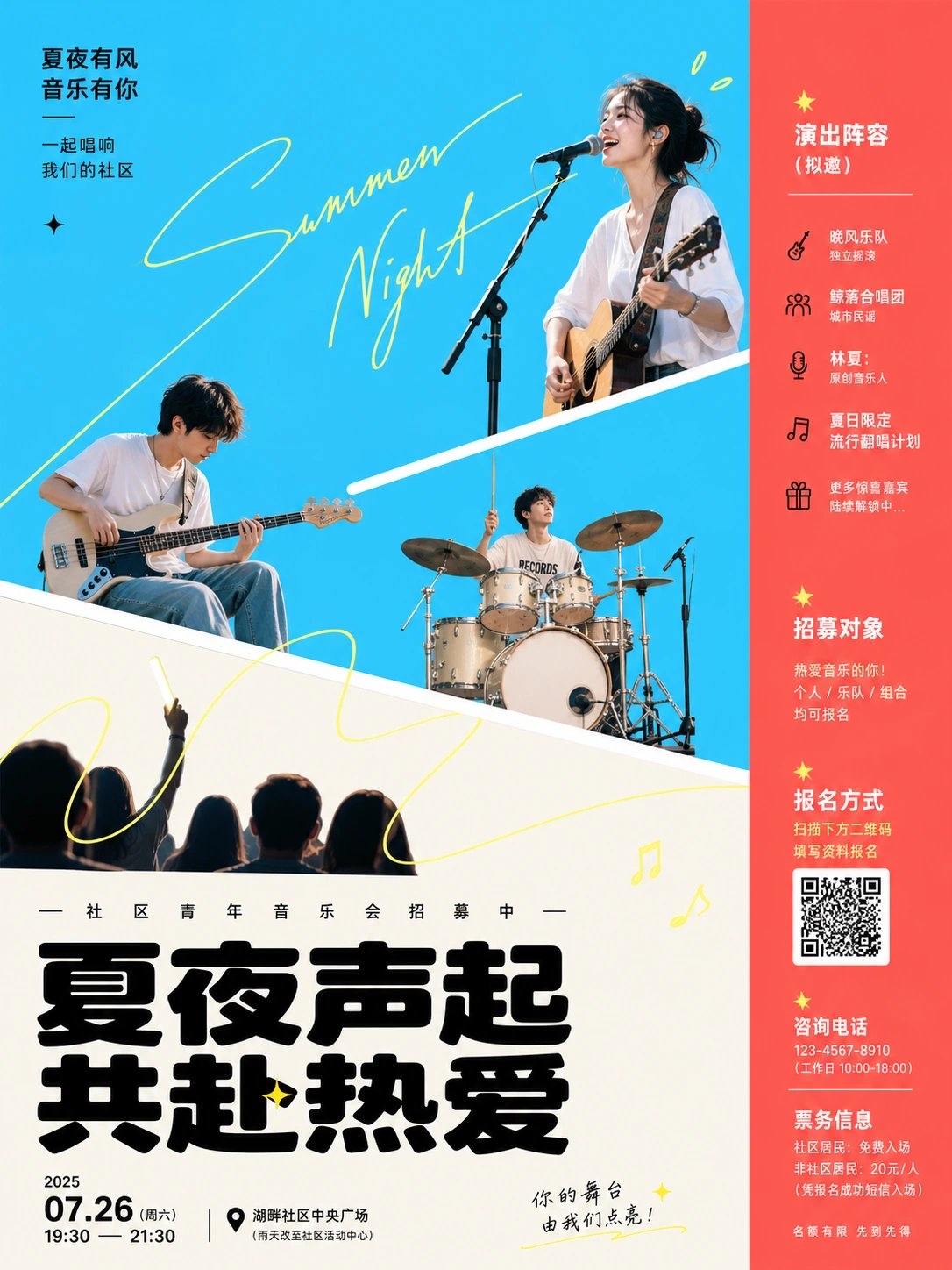 明亮色块演出式图文海报