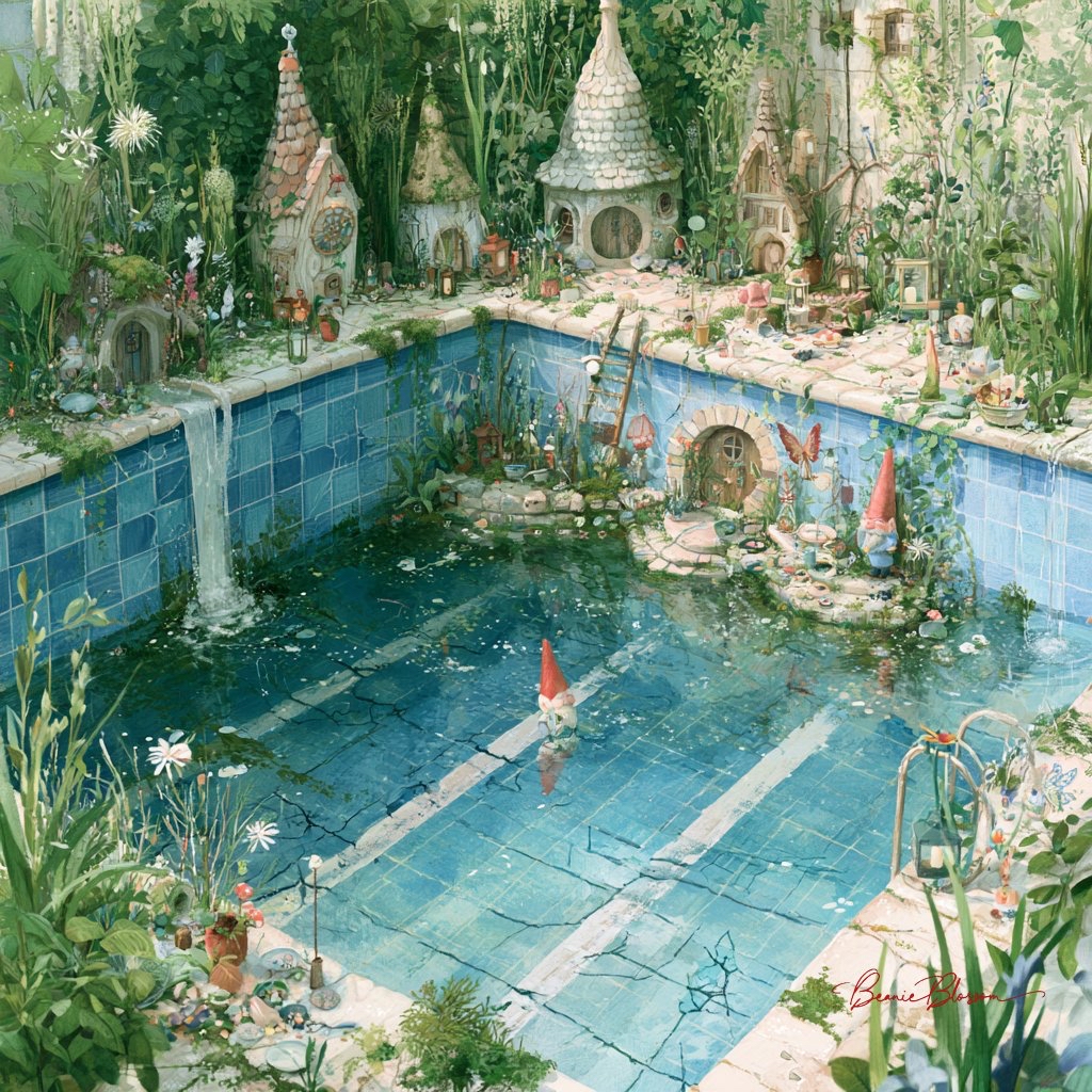 废弃泳池里的精灵微世界