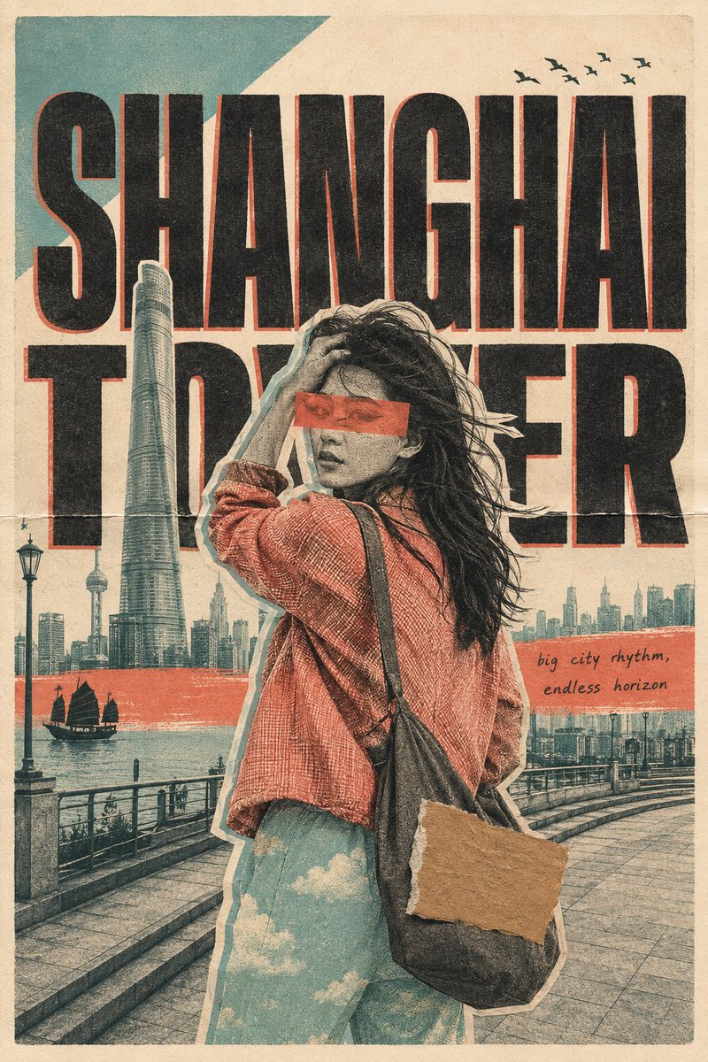 孔版拼贴：三色印刷的旅行海报手工质感
