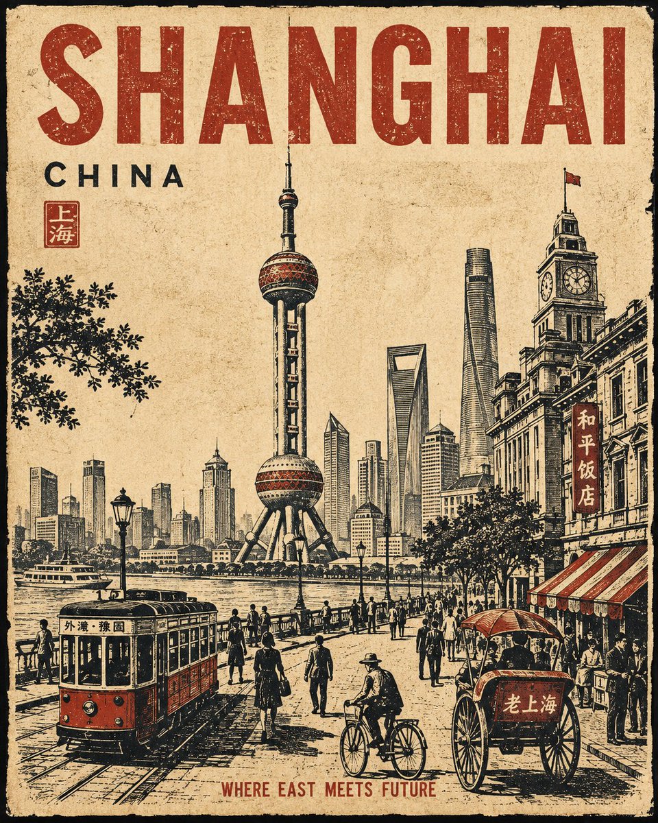 复古旅行海报：城市街景的纸质记忆