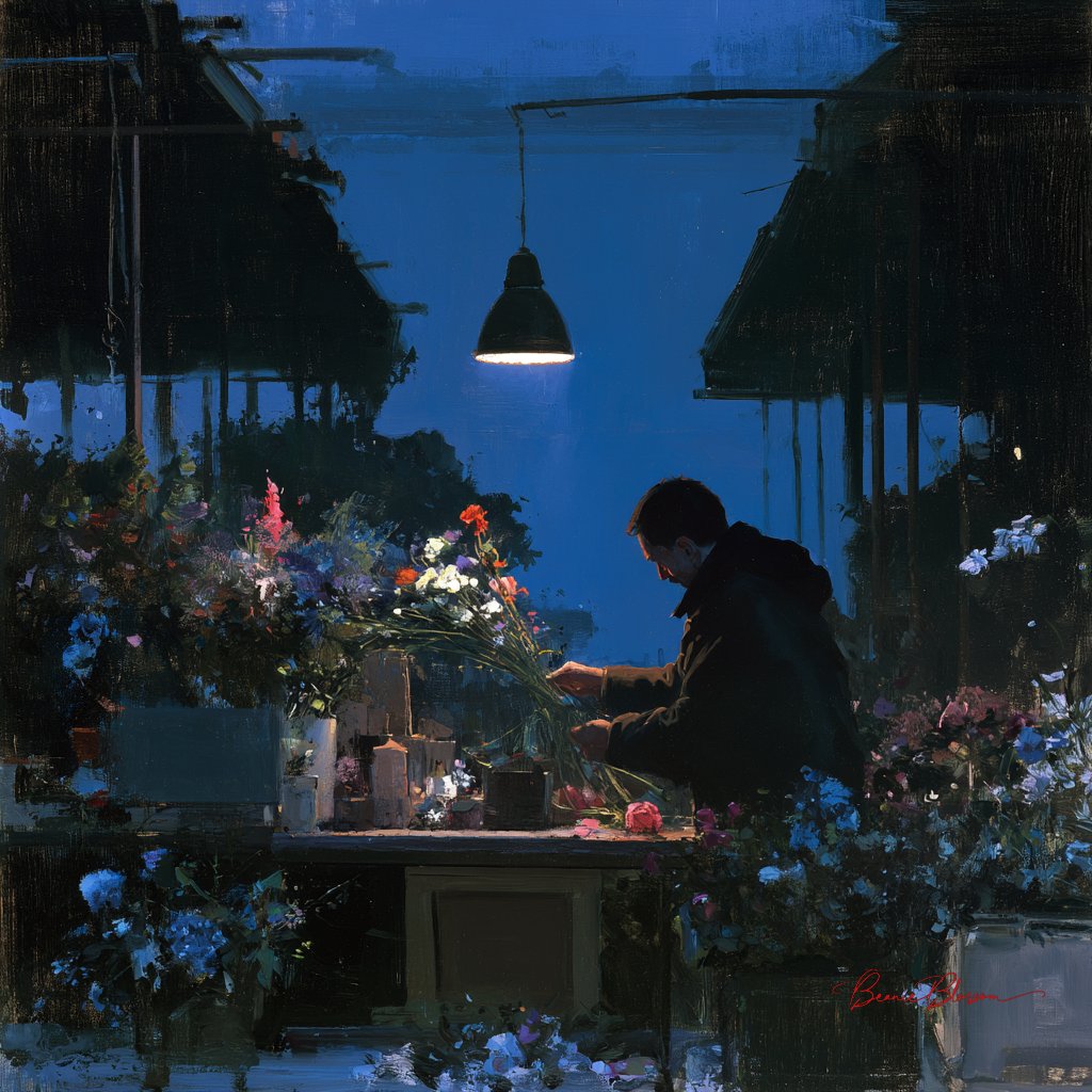 花市黄昏：收摊前的最后一束花