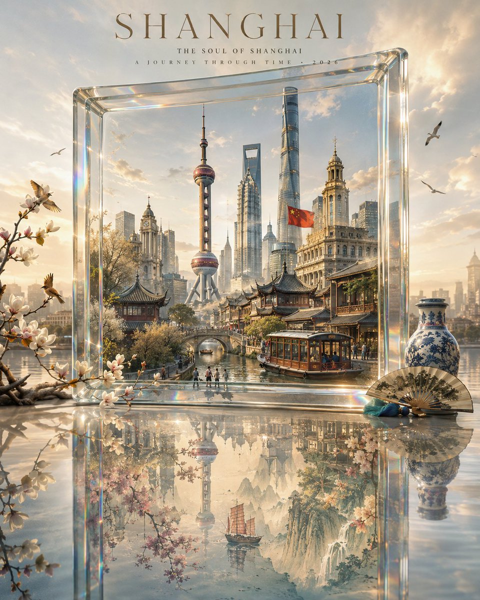 玻璃之门：微缩国家旅行海报