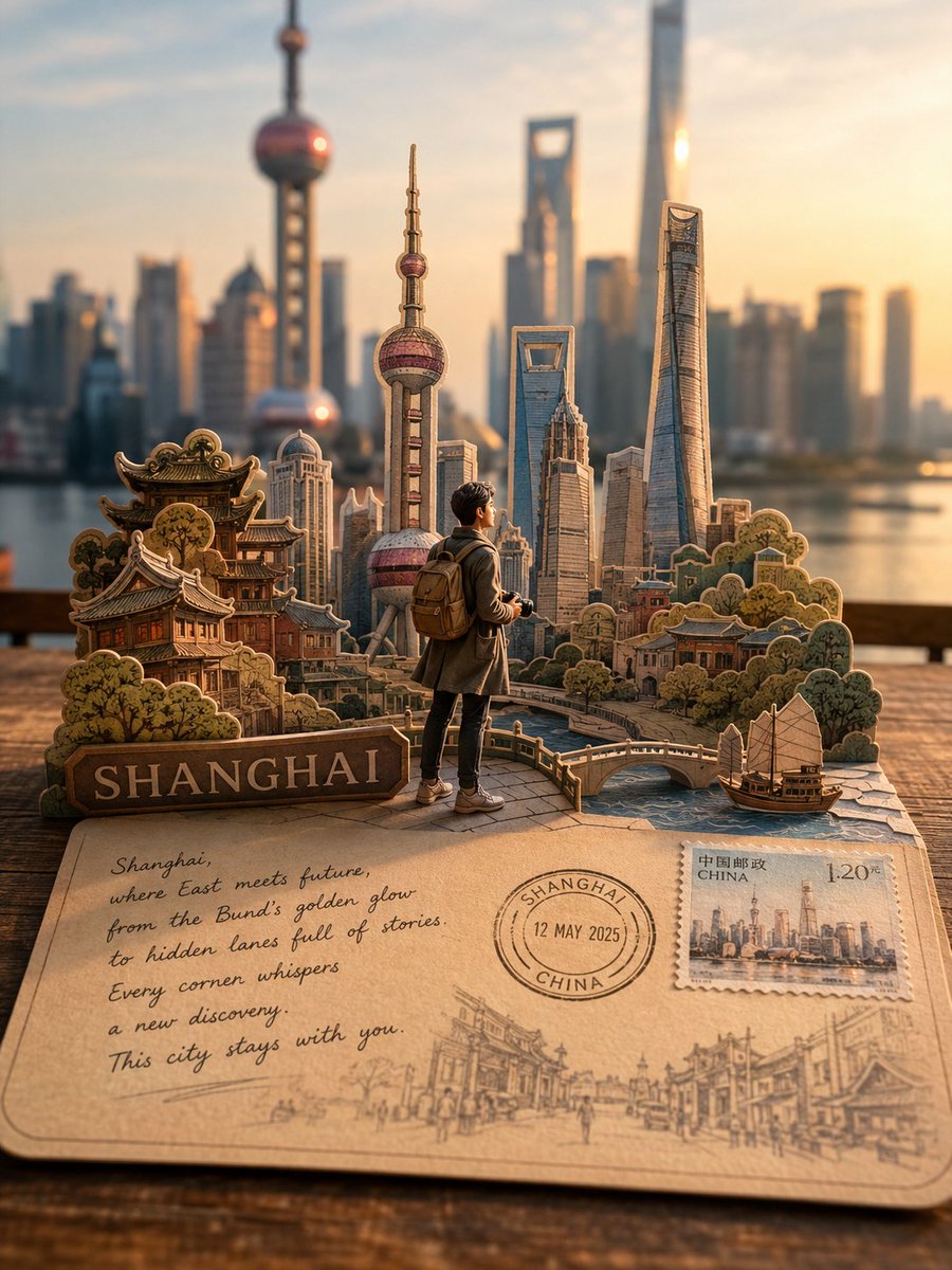 旅行明信片纸雕微缩，现实与想象的立体连接
