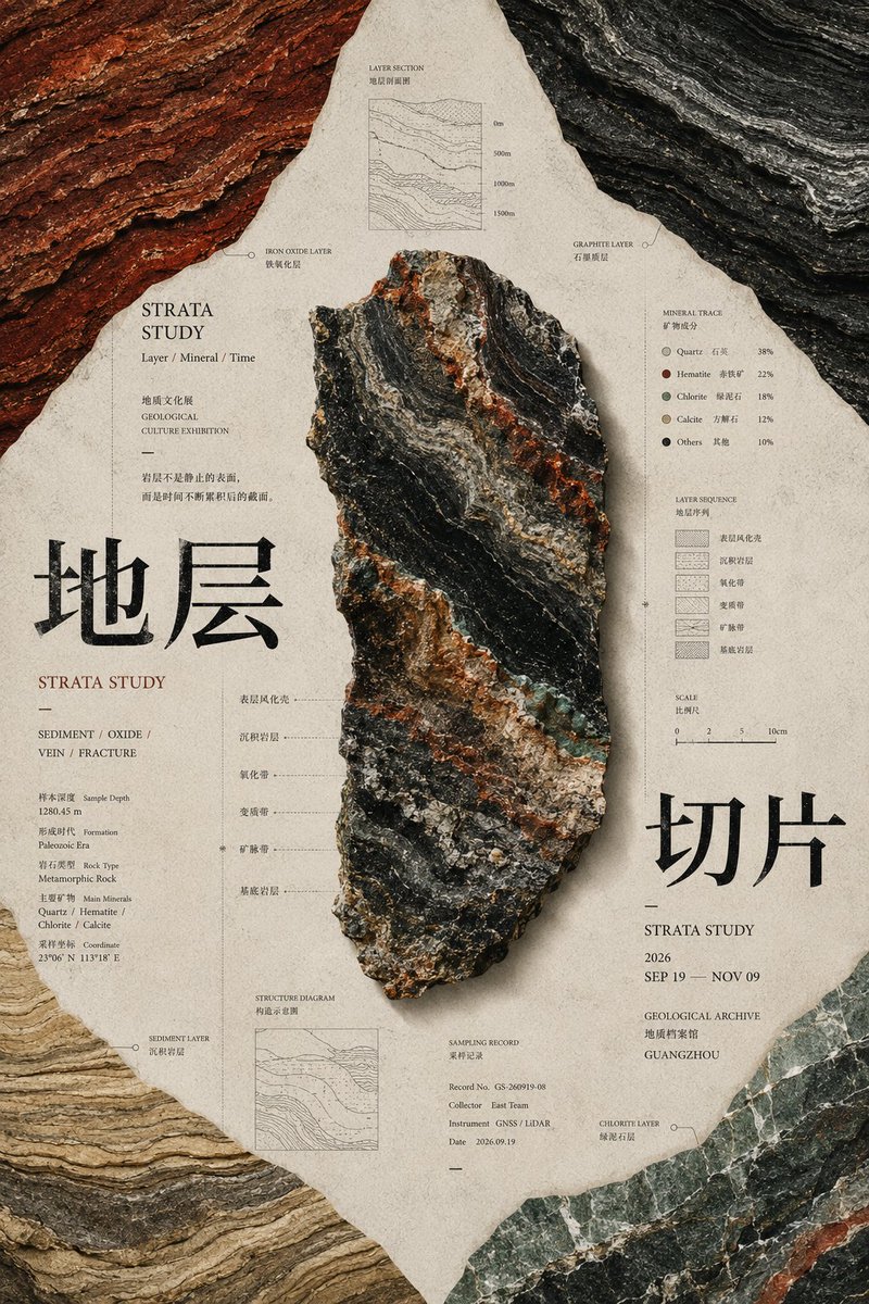 压角构图海报，边缘压力塑造中心聚焦