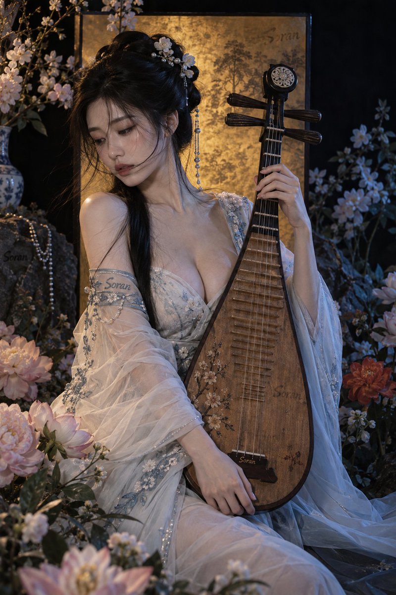 花影琵琶：冷暖双光古风环境人像 - 图 3